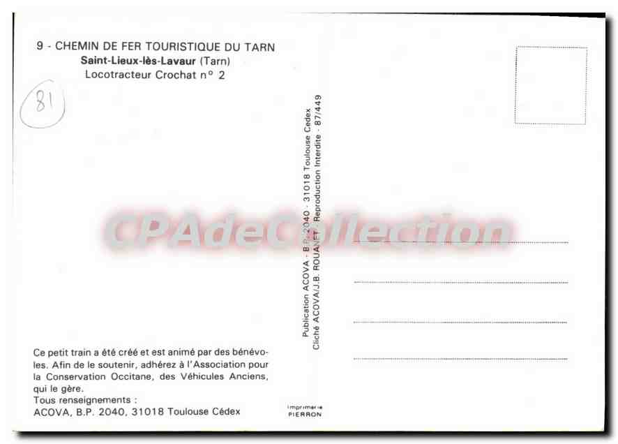 Chemin de fer touristique du Tarn — Saint-Lieux-lès-Lavaur — Locotracteur Crochat n°2 — Verso