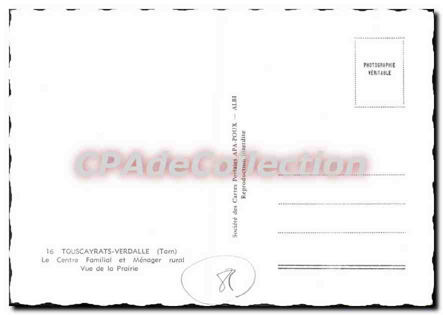 CPSM Touscayrats Verdalle (Tarn) Le Centre Familial et Menager rural Vue de la Prairie — Back