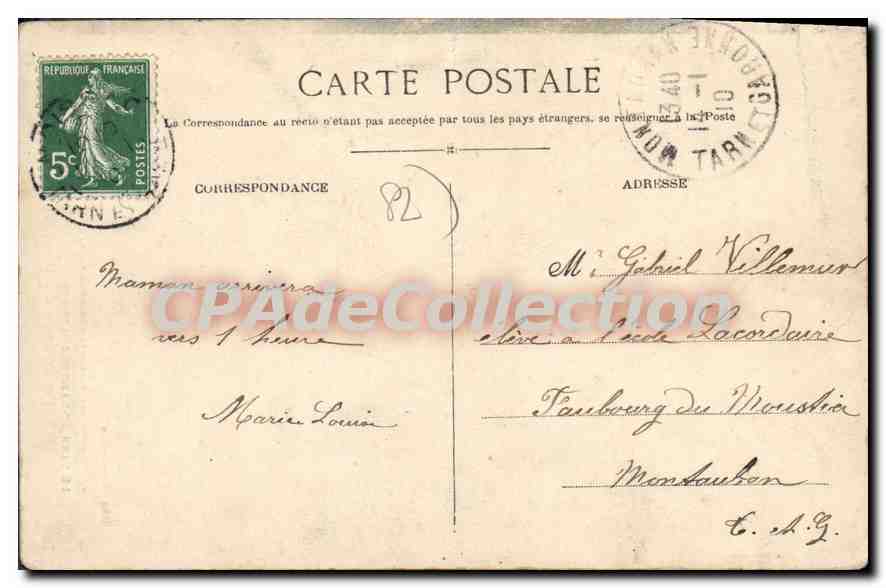 Promenade du Moulin — Moissac (8) — Lang fils aîné, phot.-édit., Montélimar — Verso