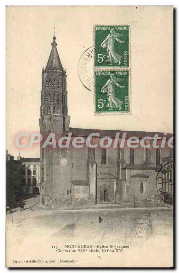 Montauban - Église Saint-Jacques - Clocher du XIVe siècle, Nef du XVe siècle — Achille Bouis, phot. Montauban, Série 1