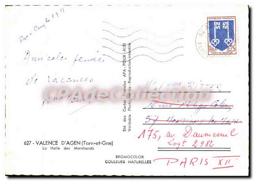 CPSM Tarn-et-Garonne Valence d'Agen (Tarn et Gne) La Halle des Marchands — Rückseite