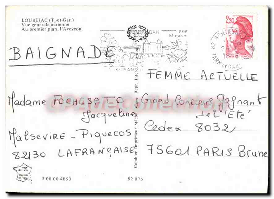 CPSM Tarn-et-Garonne Loubejac (T et Gar) Vue generale aerienne Au premier plan L'Aveyron — Rückseite