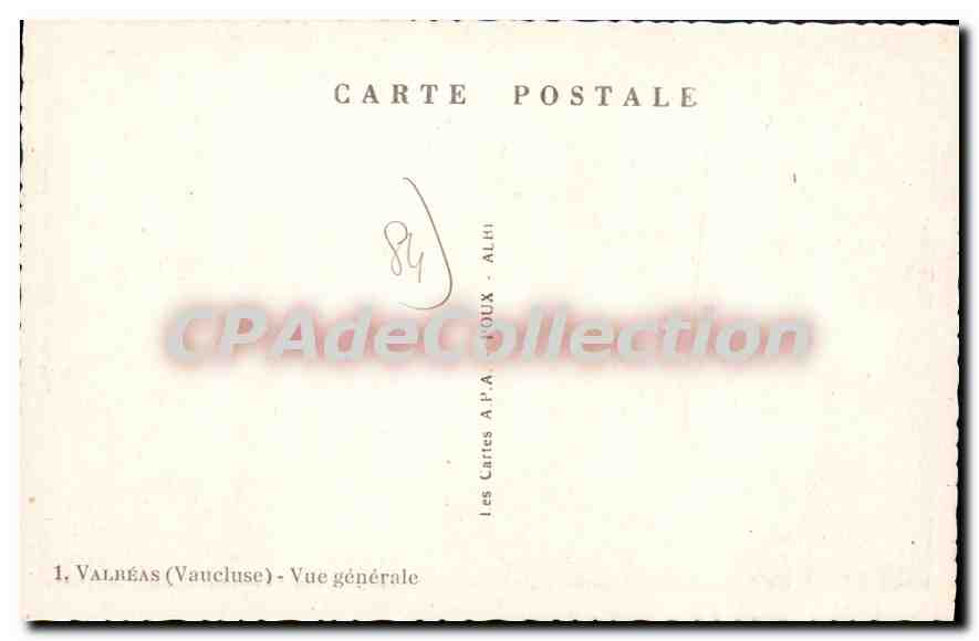 CPA Vaucluse Valreas (Vaucluse) Vue generale — Rückseite