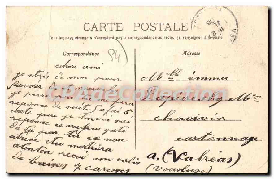 CPA Vaucluse Avignon Entree de la Ville Cours de la République — Verso