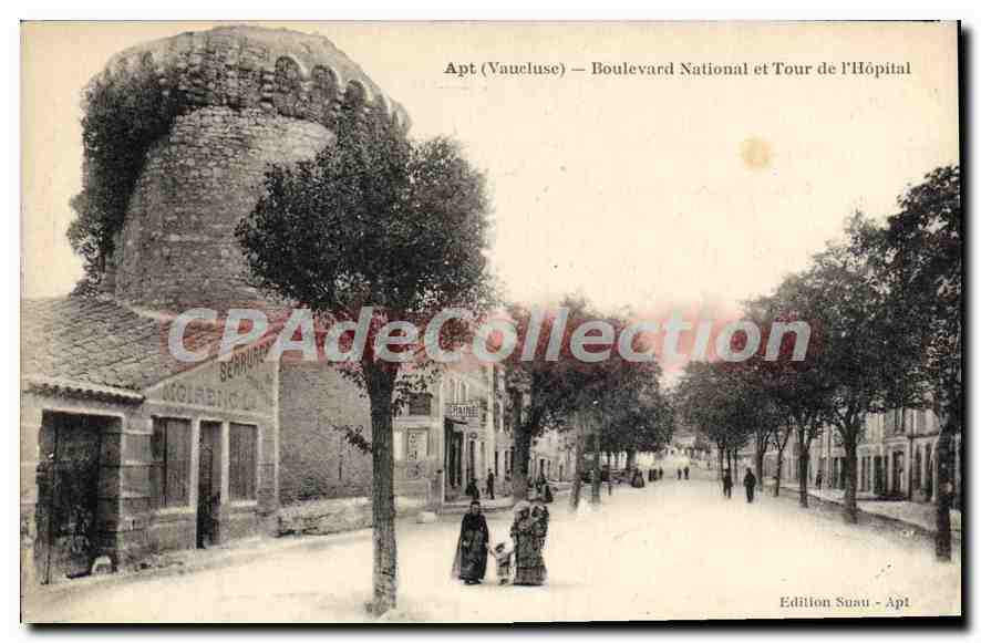 Apt (Vaucluse) — Boulevard National et Tour de l'Hôpital — Édition Suau - Apt