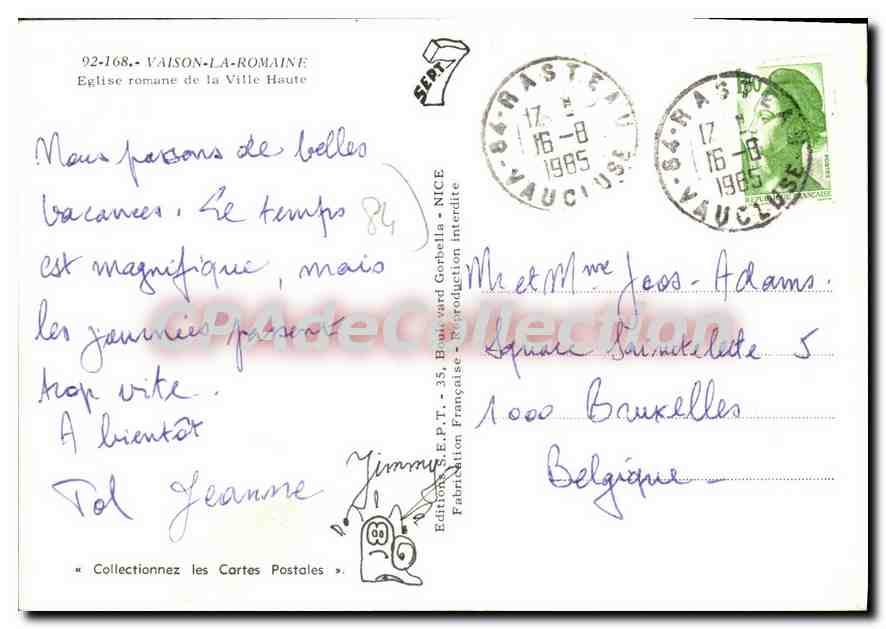 Église romane de la Ville Haute — Vaison-la-Romaine — Éditions E.P.T. n° 92-168 — Reverso