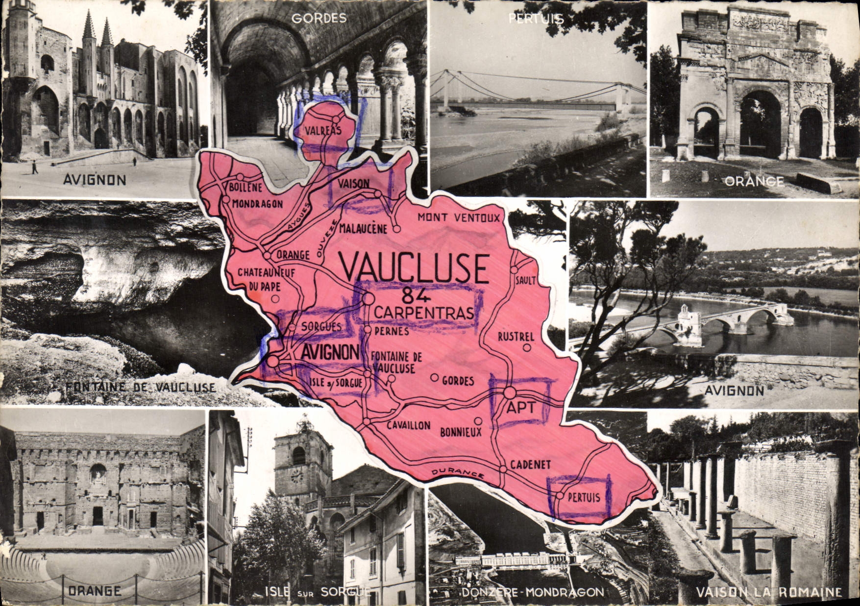 CPSM Vaucluse Donzere Mondragon Orange Avignon Gordes Pertuis Isle sur Sorgue