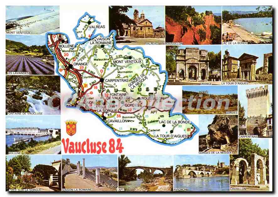 Vaucluse 84 — Carte touristique avec carte et photos de sites — Imprimerie Combier