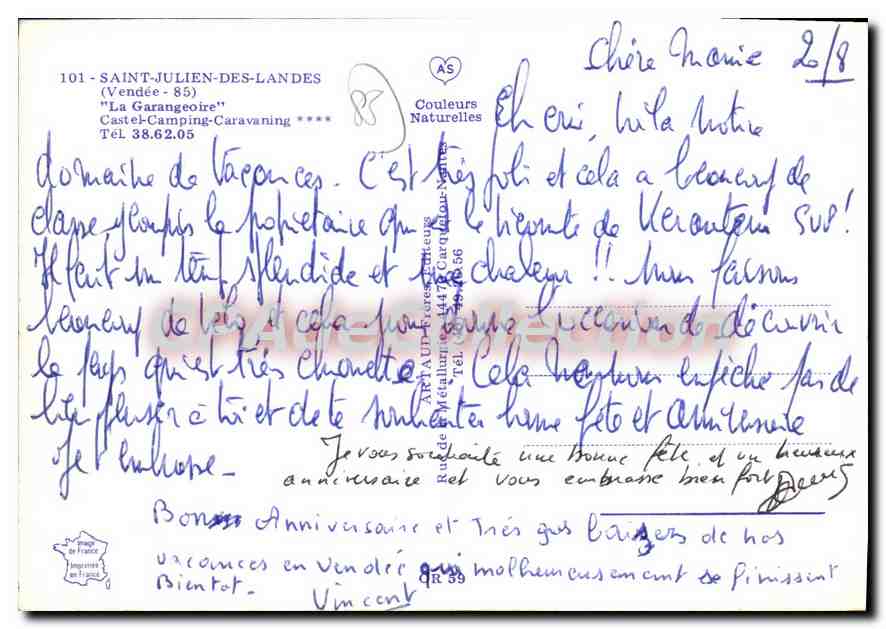 La Garangeoire — vue panoramique — éditeur AS Couleurs Naturelles, n° 101 — Rückseite
