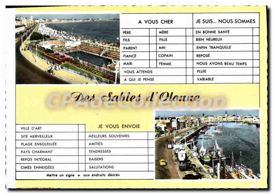 Les Sables-d'Olonne — Plage ensoleillée et port — éditeur Cie des Arts Photomécaniques
