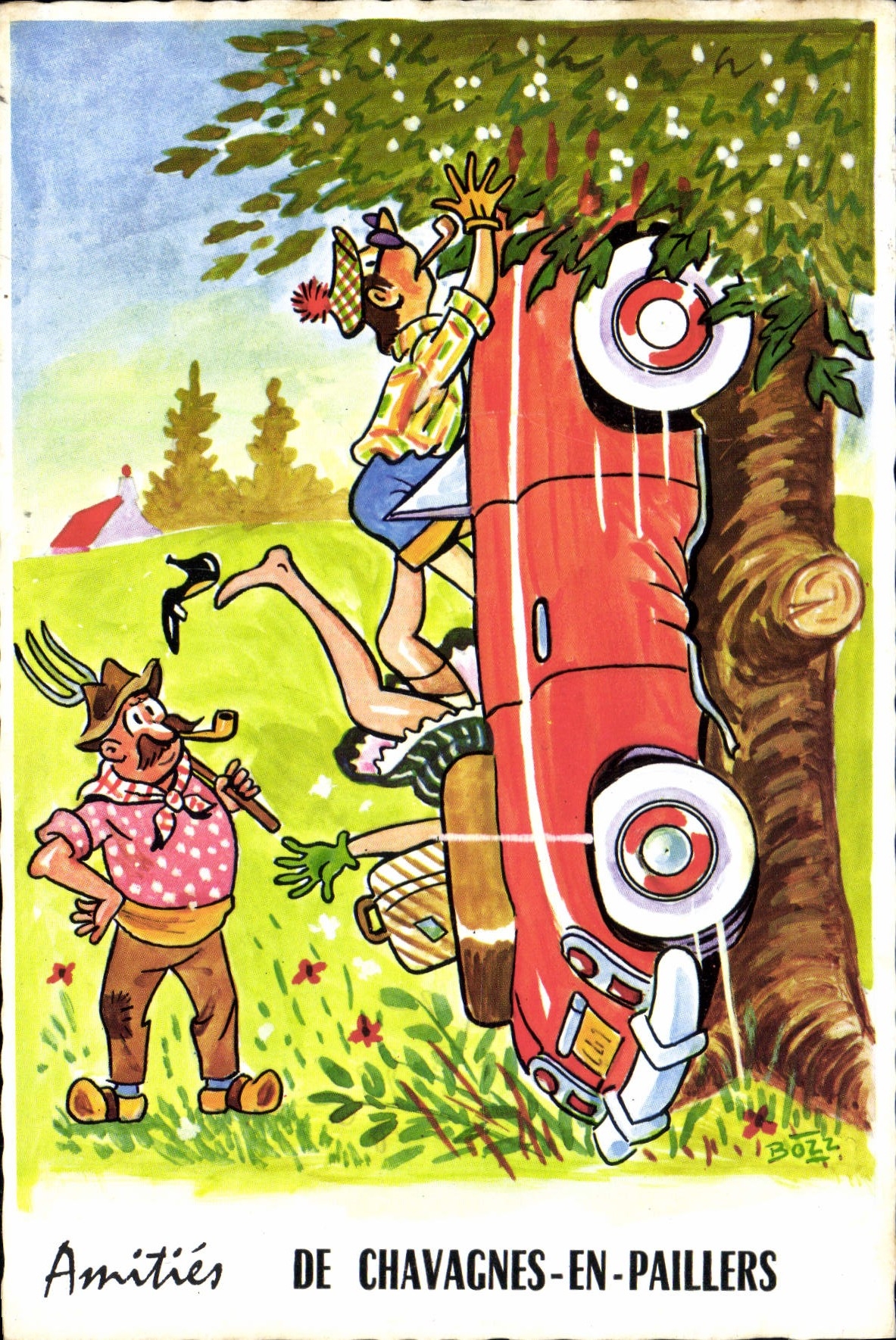 Voiture renversée dans un arbre — Chavagnes-en-Paillers — BOZZI