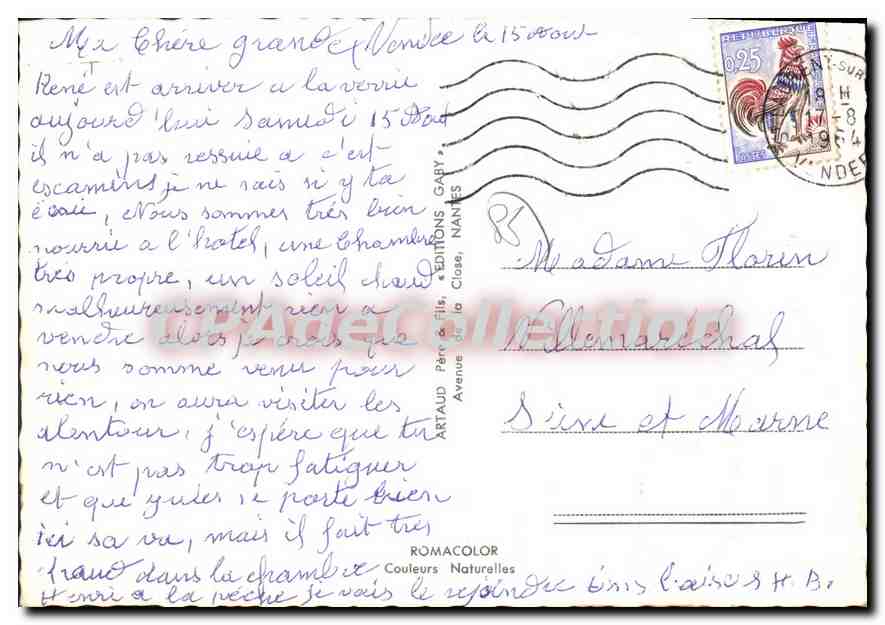 Vendée — Panoramic Postcard with Map and Tourist Sites — Éditions Gaby, Nantes — Back
