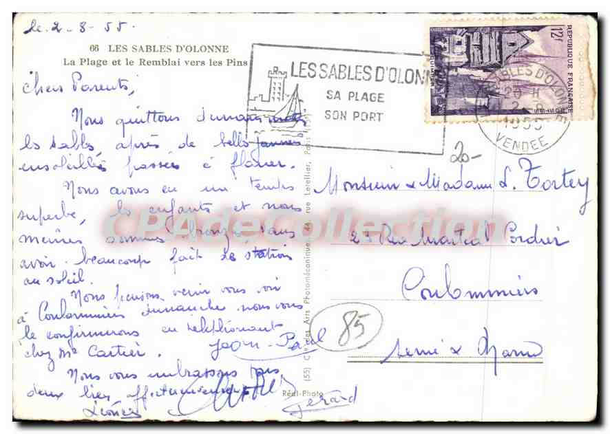 Les Sables-d'Olonne — Plage et le Remblai vers les Pins — Cap — Verso