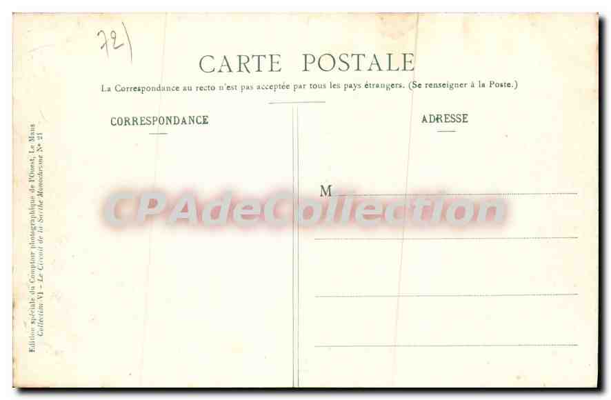 CPA Circuit de la Sarthe Entree de la Foret de Vibraye 1906 — Rückseite