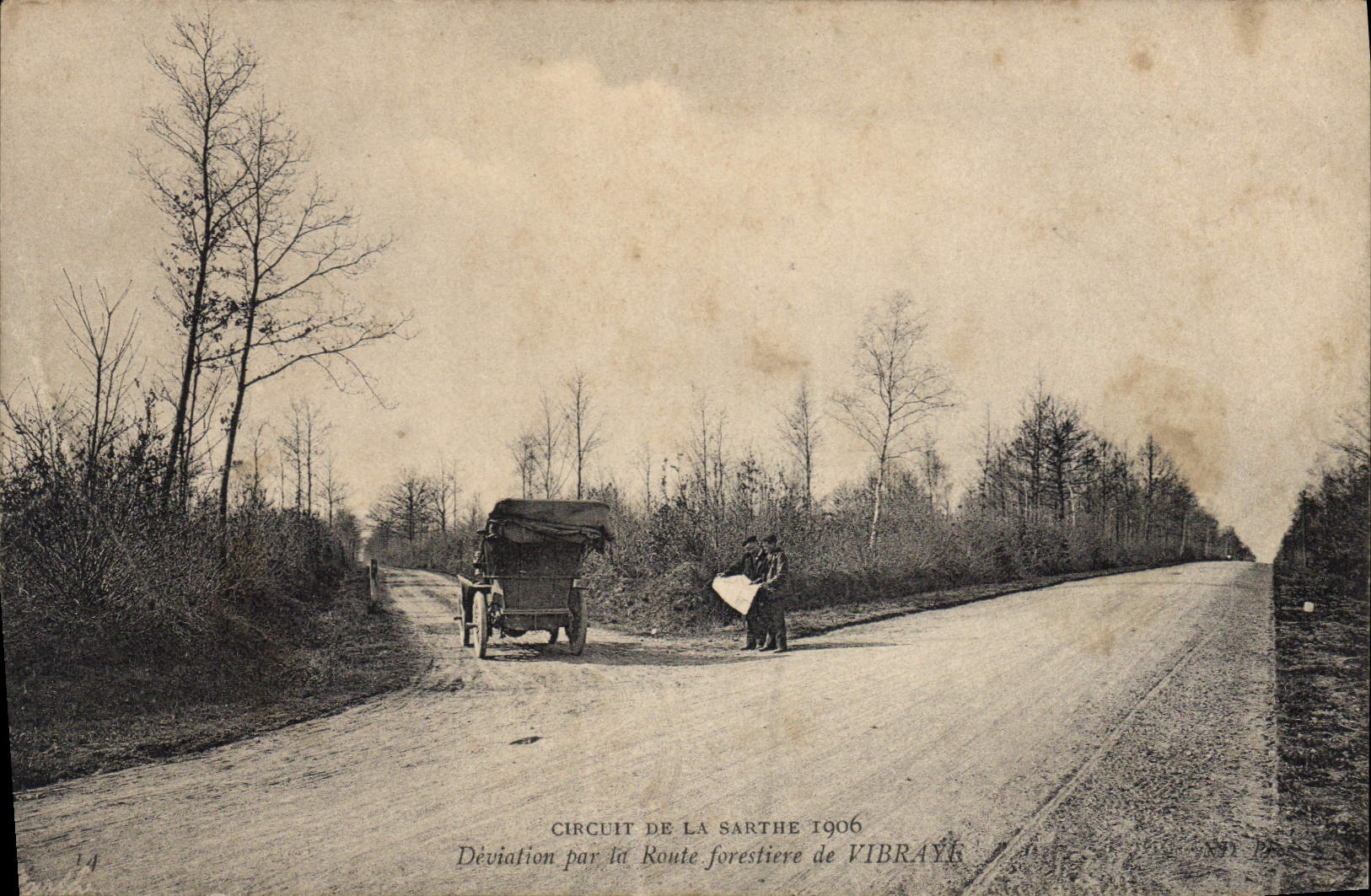 CPA Circuit de la Sarthe Deviation par la Route forestier de Vibraye 1906