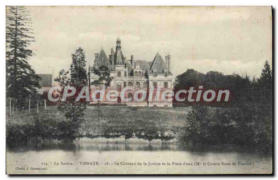 CPA La Sarthe Vibraye Le Chateau de la Justice et la Piece d'eau 