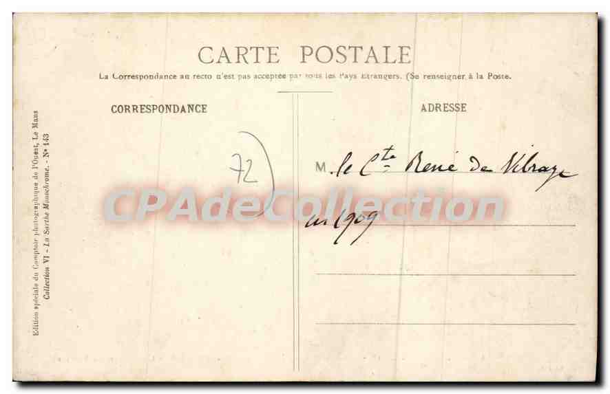 CPA La Sarthe Vibraye Le Chateau de la Justice et la Piece d'eau  — Rückseite