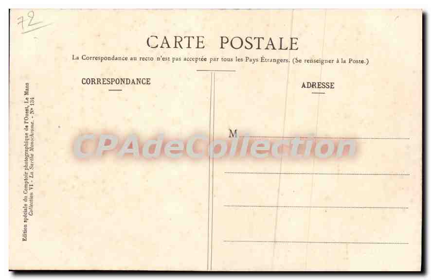CPA La Sarthe Vibraye Le Chateau de la Justice et la Piece d'eau  — Rückseite