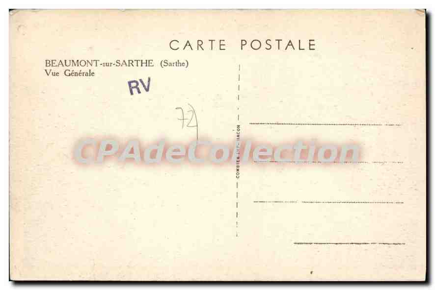 CPA Beaumont sur Sarthe Vue generale  — Rückseite