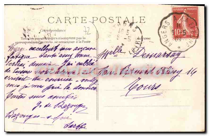 CPA Bazouges sur le Loir Le Chateau  — Rückseite