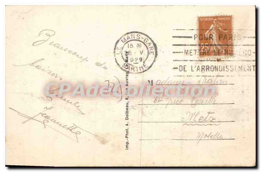 CPA Le Mans Monument de Wilbur Wright inaugure le 17 juillet 1920 — Rückseite