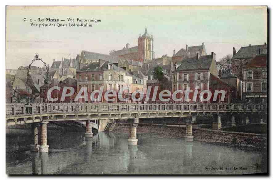 Le Mans — Panoramablick — Aufnahme vom Ledru-Rollin-Ufer — Verlag Decoloy, Le Mans