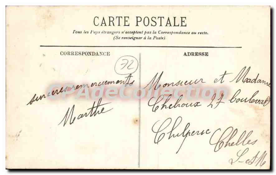 CPA Le Mans La Gare des Tramways de la Sarthe  — Rückseite