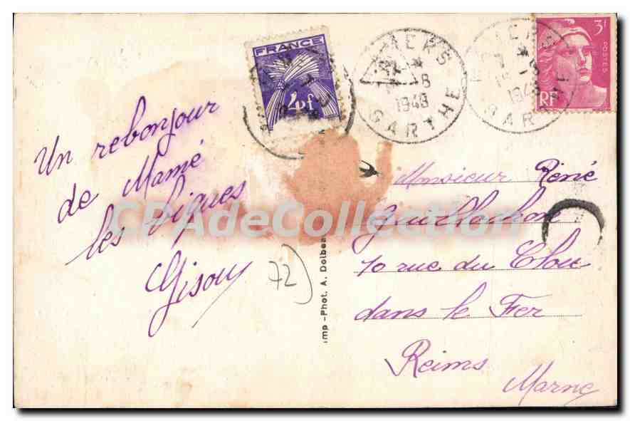 CPA Mamers Sarthe Eglise St Nicolas et Place Carnot  — Back