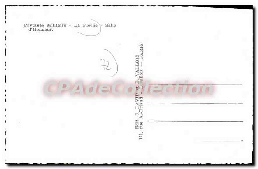CPA Prytanee Militaire La Fleche Salle d'Honneur  — Rückseite