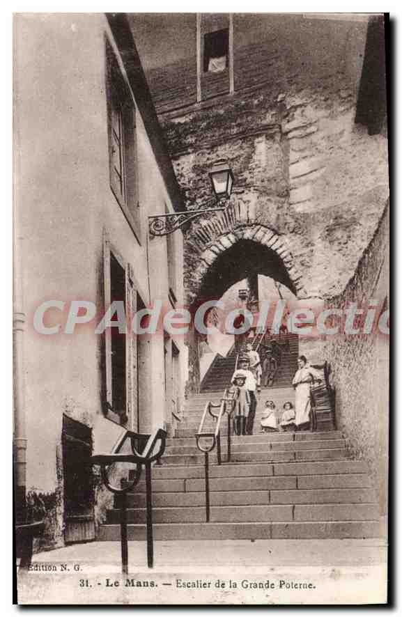 CPA Le Mans Escalier de la Grande Poterne 