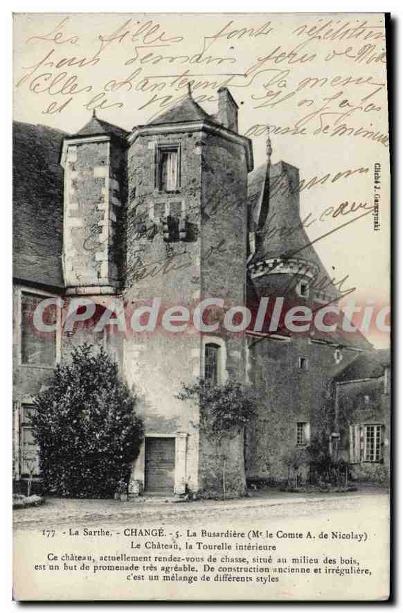 CPA La Sarthe Change La Busardiere La Chateau la Tourelle interieure 