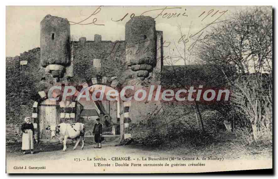 Changé - La Busardière - The Entrance: Double Door Surmounted by Crenellated Towers — Cliché J. Garczynski, Special Edition of the Western Photography Shop, No. 173