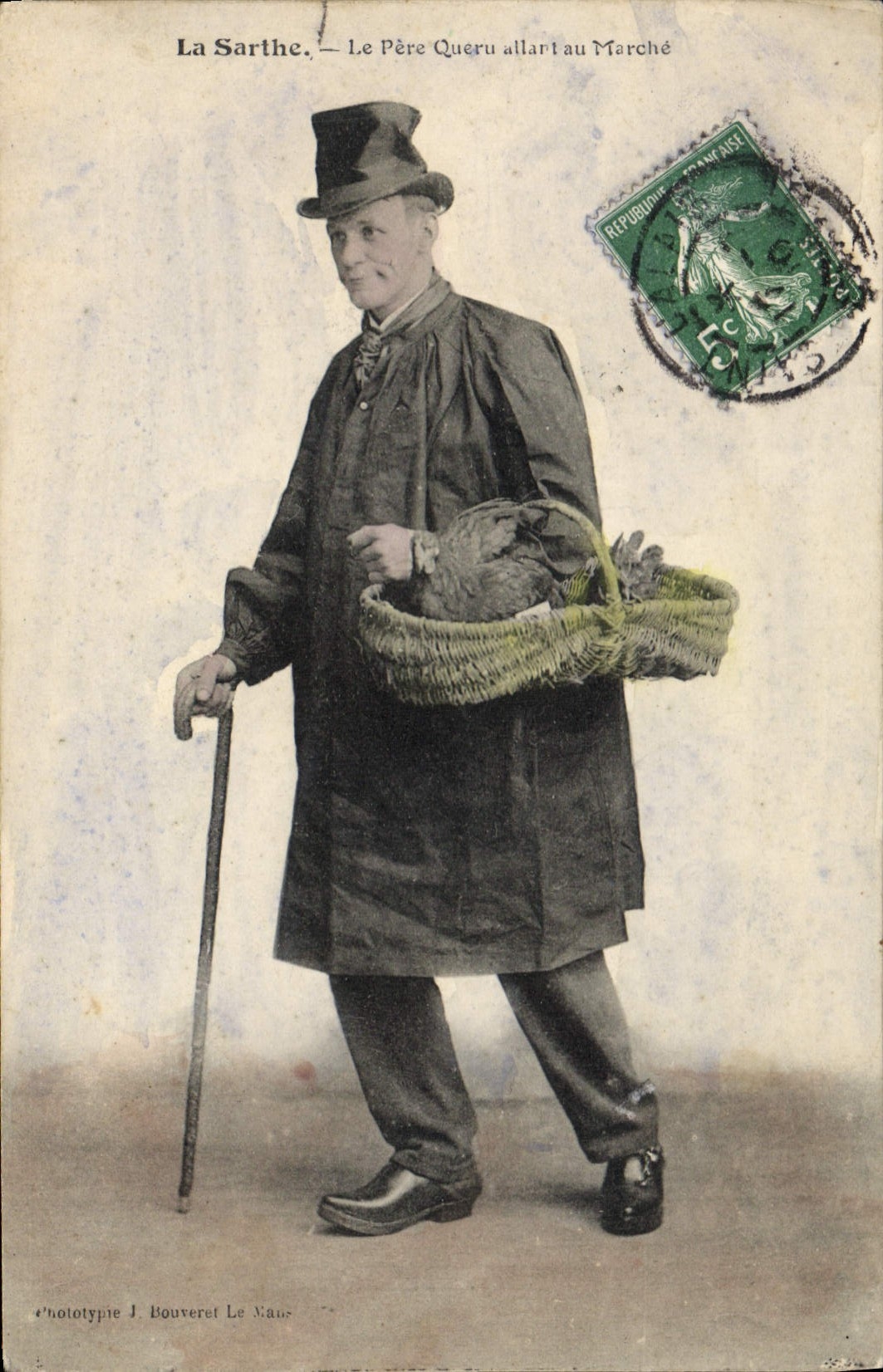 La Sarthe — Le Père Queru allant au Marché — Phototypie J. Bouveret Le Mans