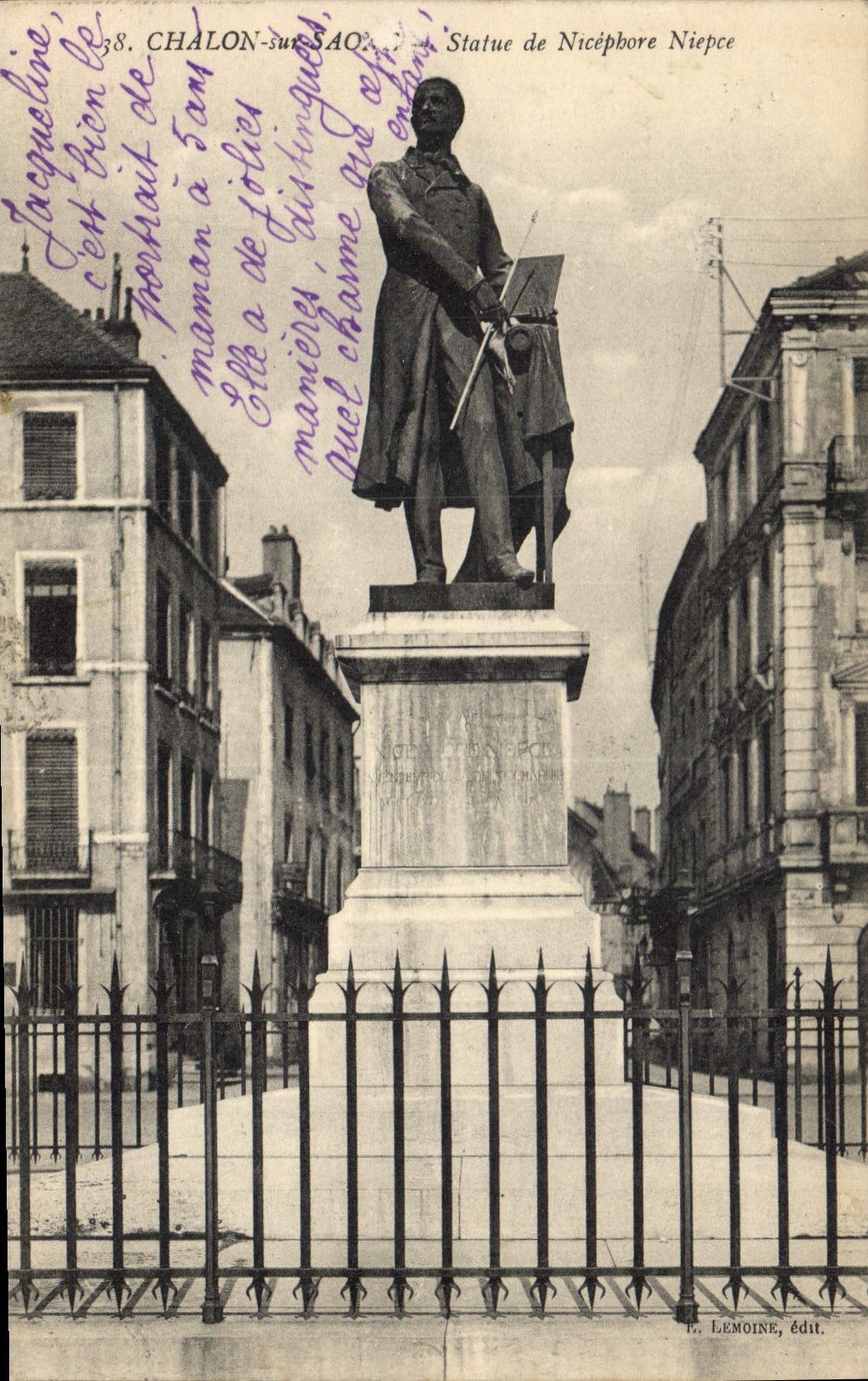Statue de Nicéphore Niepce — Chalon-sur-Saône — édit. Lemoine