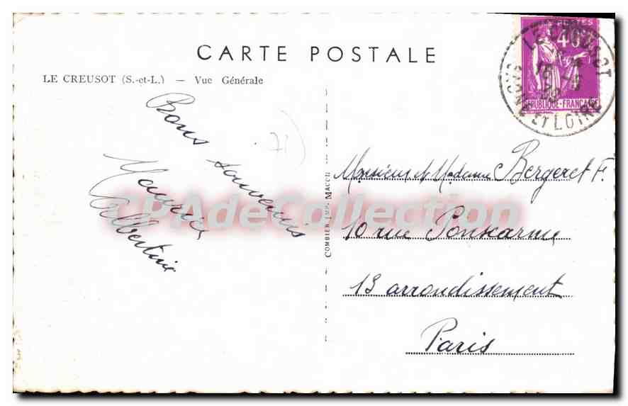 Le Creusot (S.-et-L.) — Vue Générale — Comble des Mach — Verso