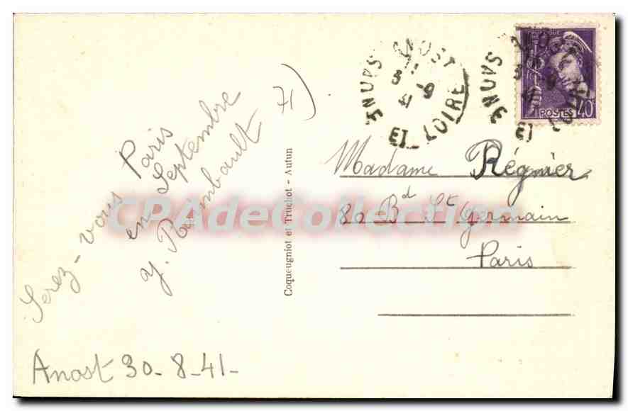 Anost (S.-et-L.) vu de la Route de Cussy — En Morvan — Éditeur non identifié, n° 52 — Rückseite