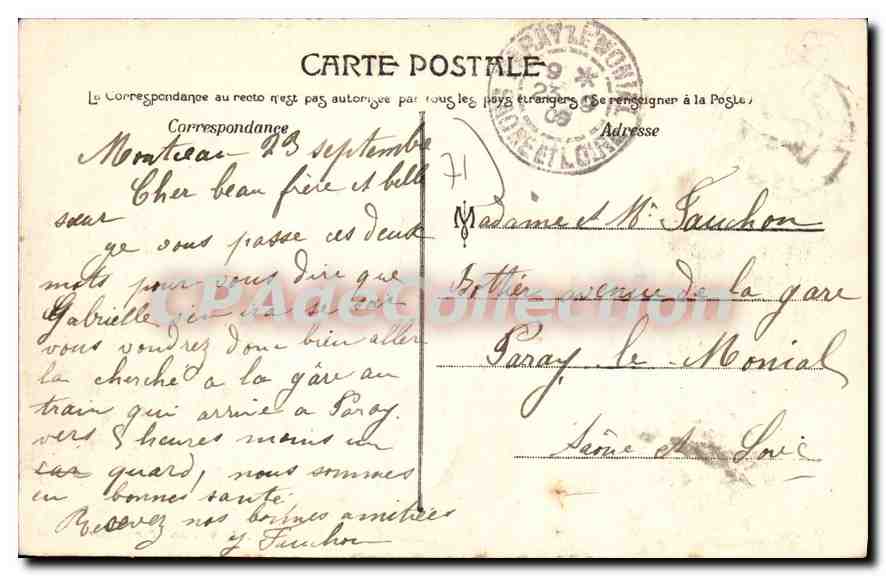 Montceau-les-Mines — Hôtel de Ville — Éd. Didier-Viard, Paris-Bazar — Rückseite