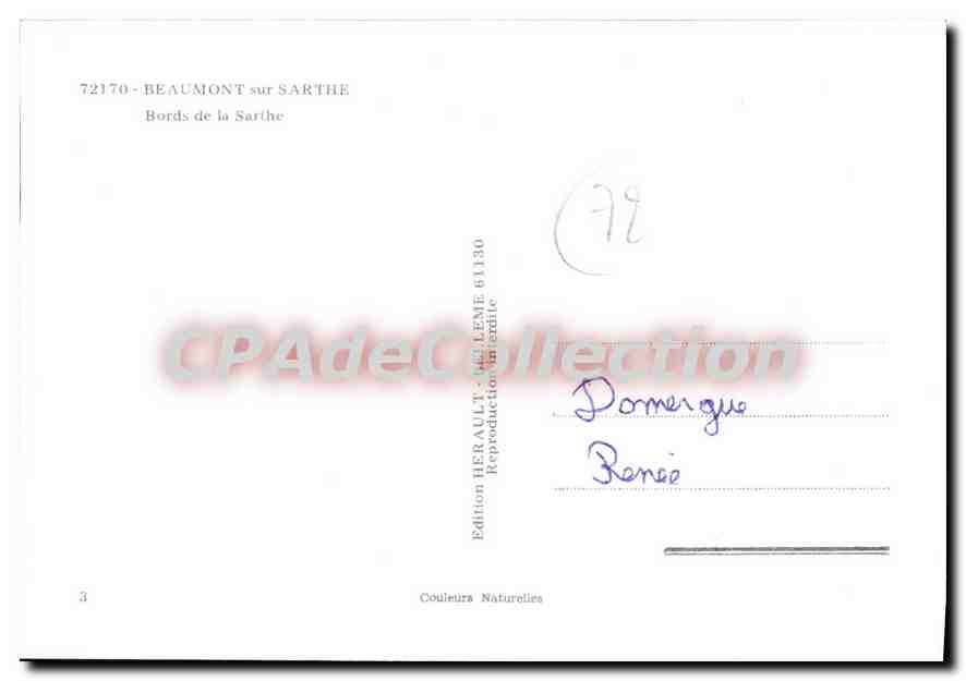 CPSM Beaumont sur Sarthe Bords de la Sarthe  — Rückseite