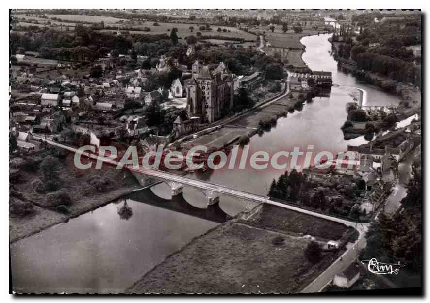 CPSM Solesmes Sarthe L'Abbaye Saint Pierre sur les bords de la Sarthe vue aerienne 