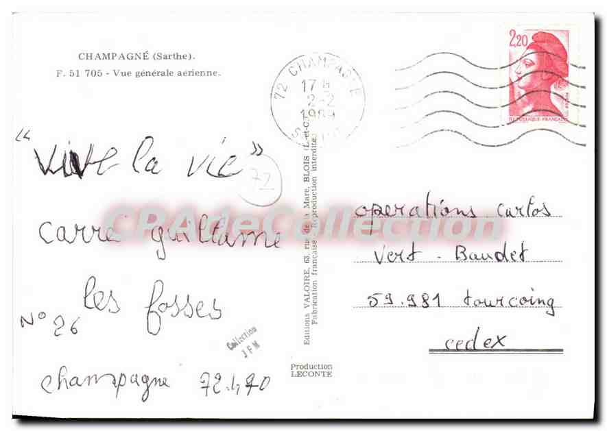CPSM Champagne Sarthe Vue generale aerienne  — Rückseite
