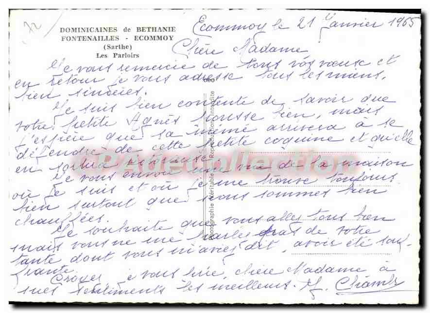 CPSM Dominicaines de Bethanie Fontenailles Ecommoy Sarthe Les Parloirs  — Back