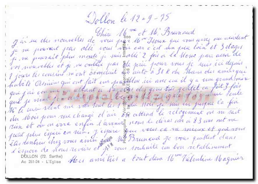 CPSM Dollon Sarthe L'Eglise  — Rückseite