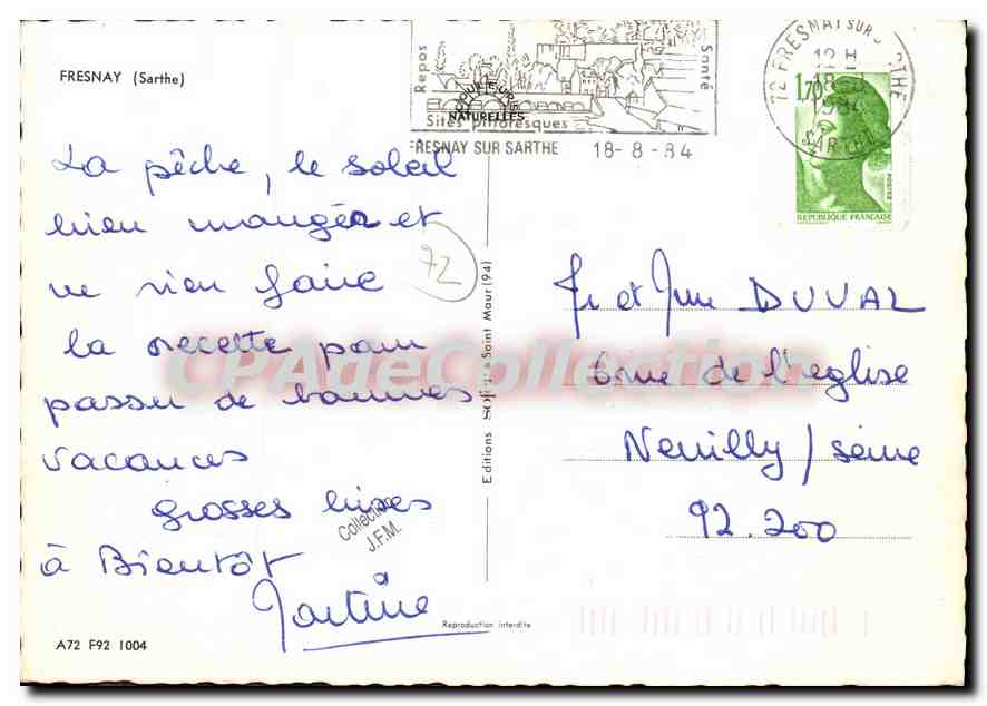 CPSM Fresnay Sarthe  — Rückseite