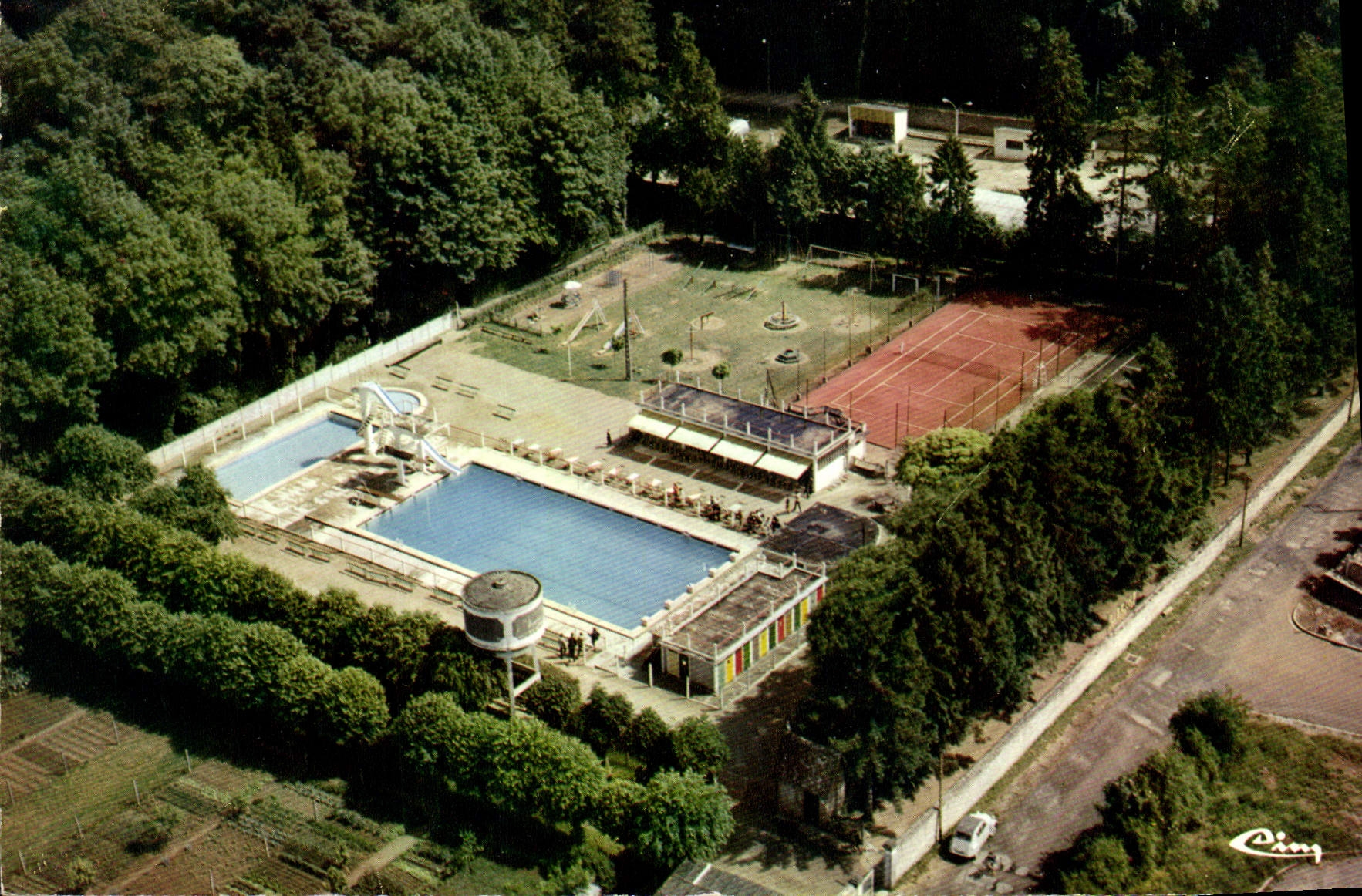 CPSM Mamers Sarthe Vue aerienne Piscine des Mouettes 