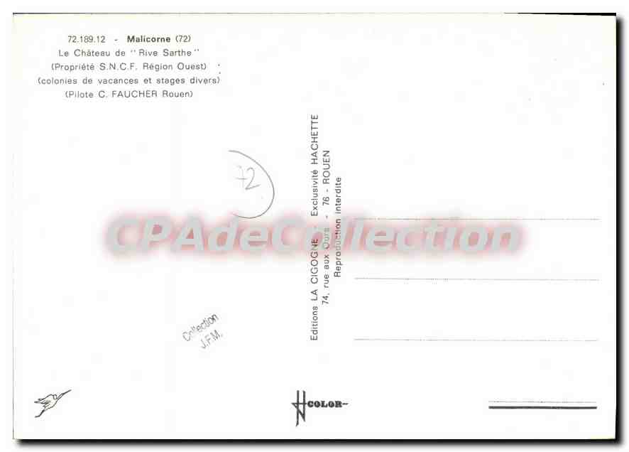 CPSM Malicorne Le Chateau de Rive Sarthe SNCF — Rückseite