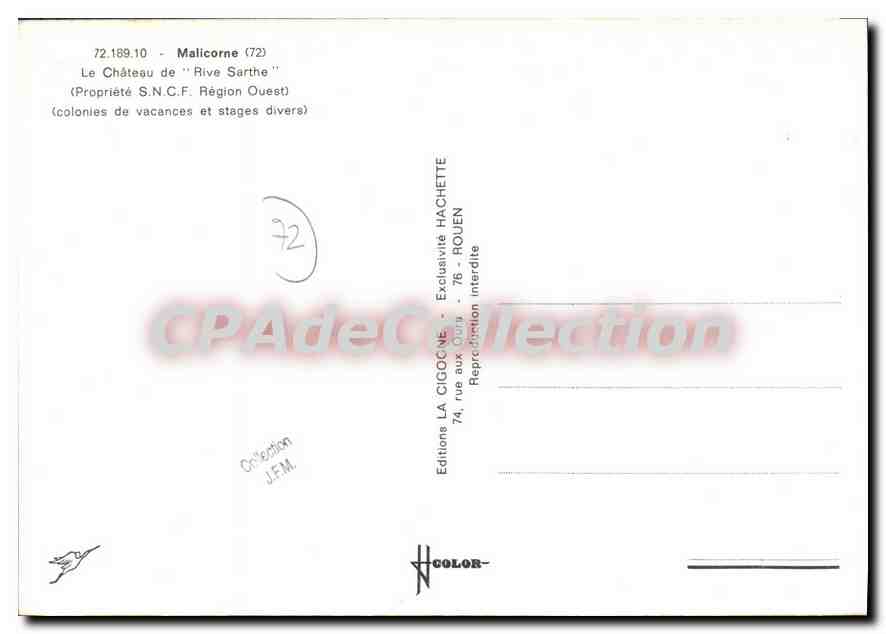 CPSM Malicorne Le Chateau de Rive Sarthe SNCF — Rückseite