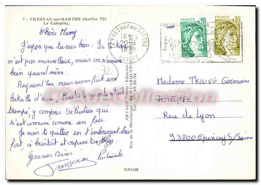 Fresnay-sur-Sarthe — Le Camping — Éditions Artaud Frères — Back