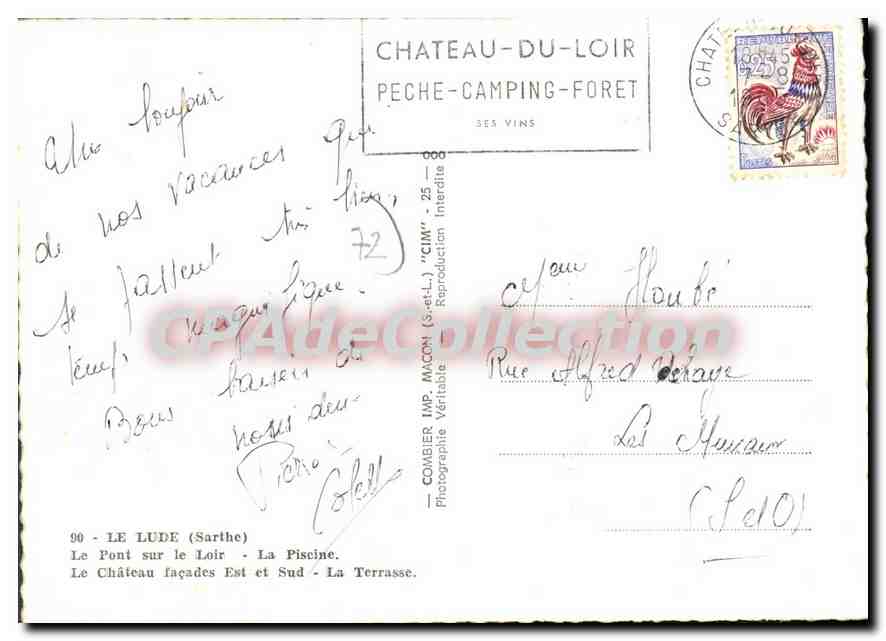 Le Lude — Sarthe — Château, pont et piscine — Combier — Rückseite