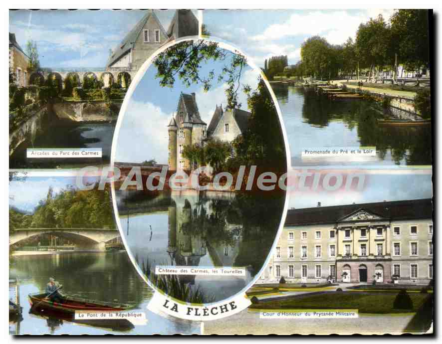 CPSM La Fleche Sarthe parc des Carmes cour d'honneur du Prytanée militaire