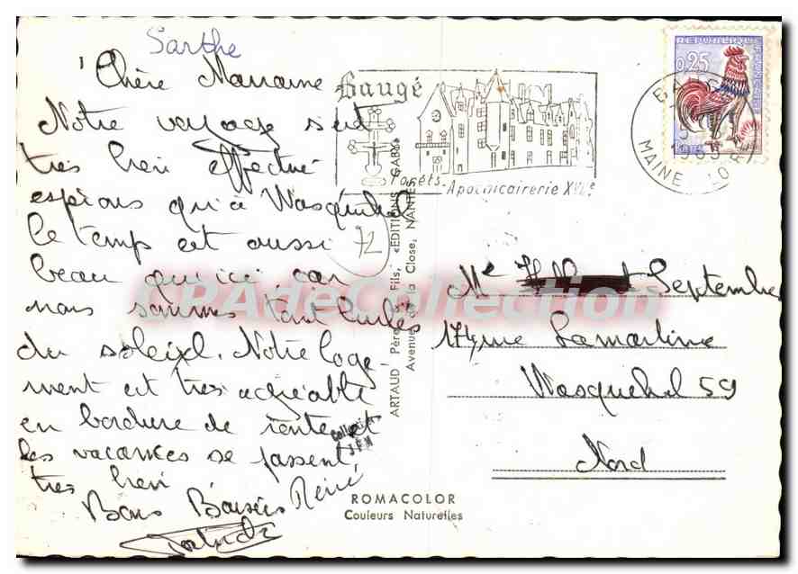 CPSM La Fleche Sarthe parc des Carmes cour d'honneur du Prytanée militaire — Verso